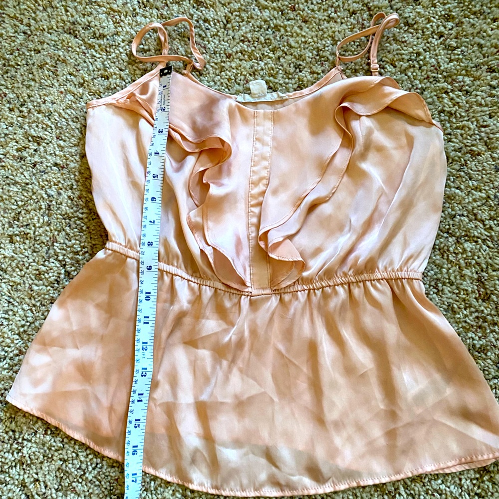 Forever 21 peach silky tank top with front frill details